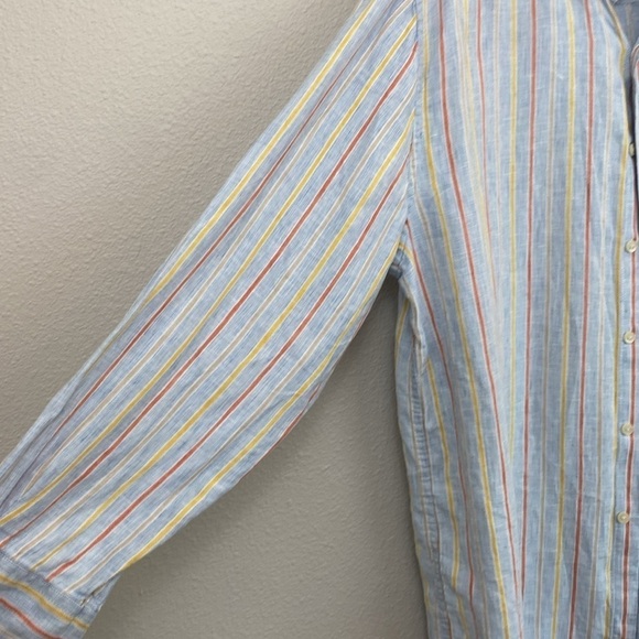 EUC W.H. Belk Sportswear 100% Linen Striped Button Down Dress Shirt Size XL - Picture 3 of 6
